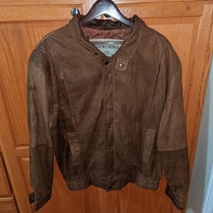 Vintage Countdown to Zero 44 Long Men size L Leather Bomber Jacket Light Brown